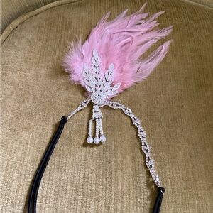 Elegant Pink Feather Headband